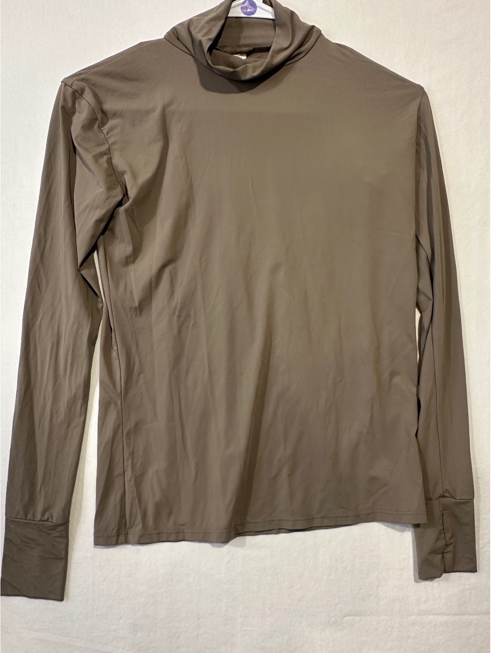 Kismet Alexa Equestrian Turtleneck Riding Shirt Taupe Brown XS Long Sleeve
